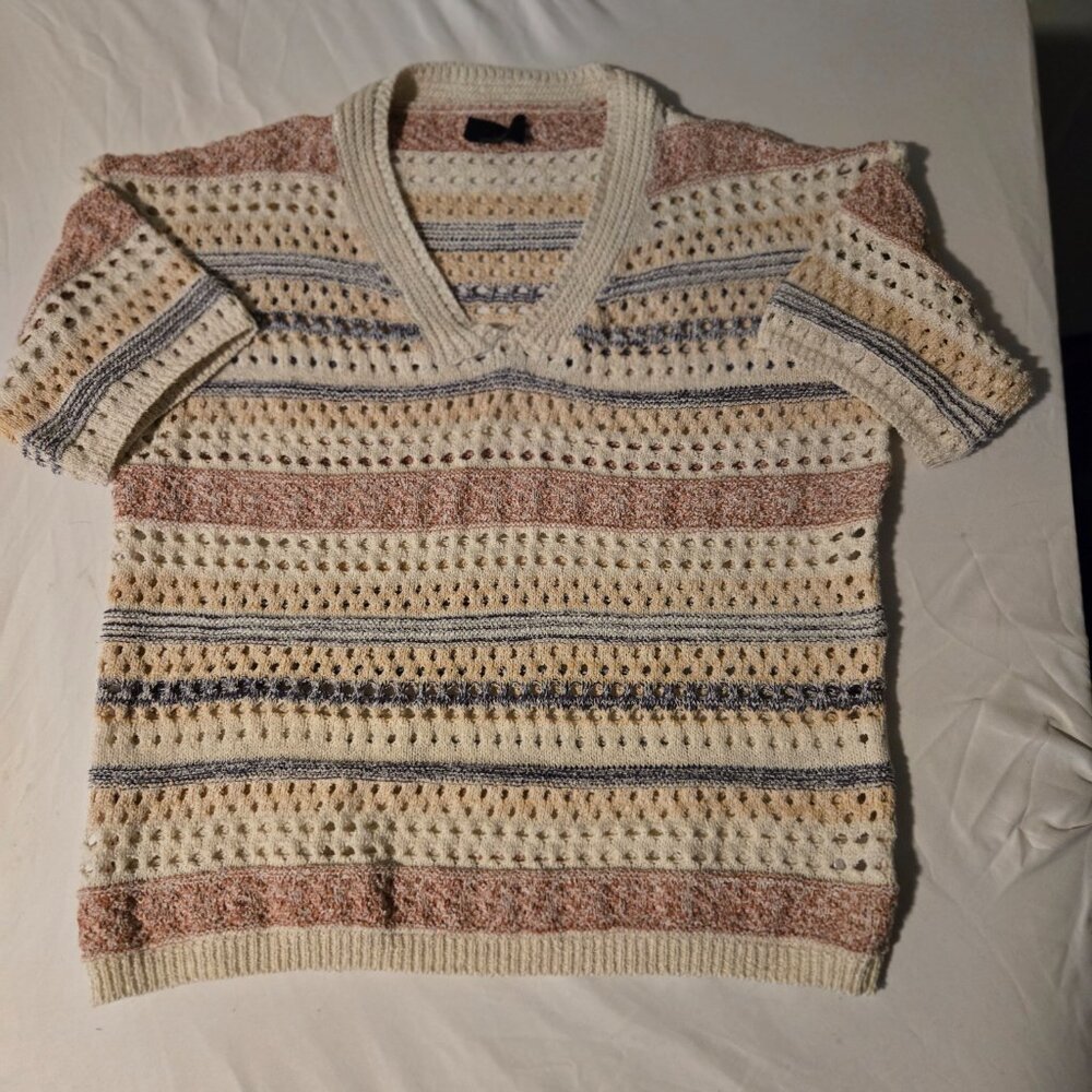Lumiere Crochet Open Knit Multi Sweater Top Spring